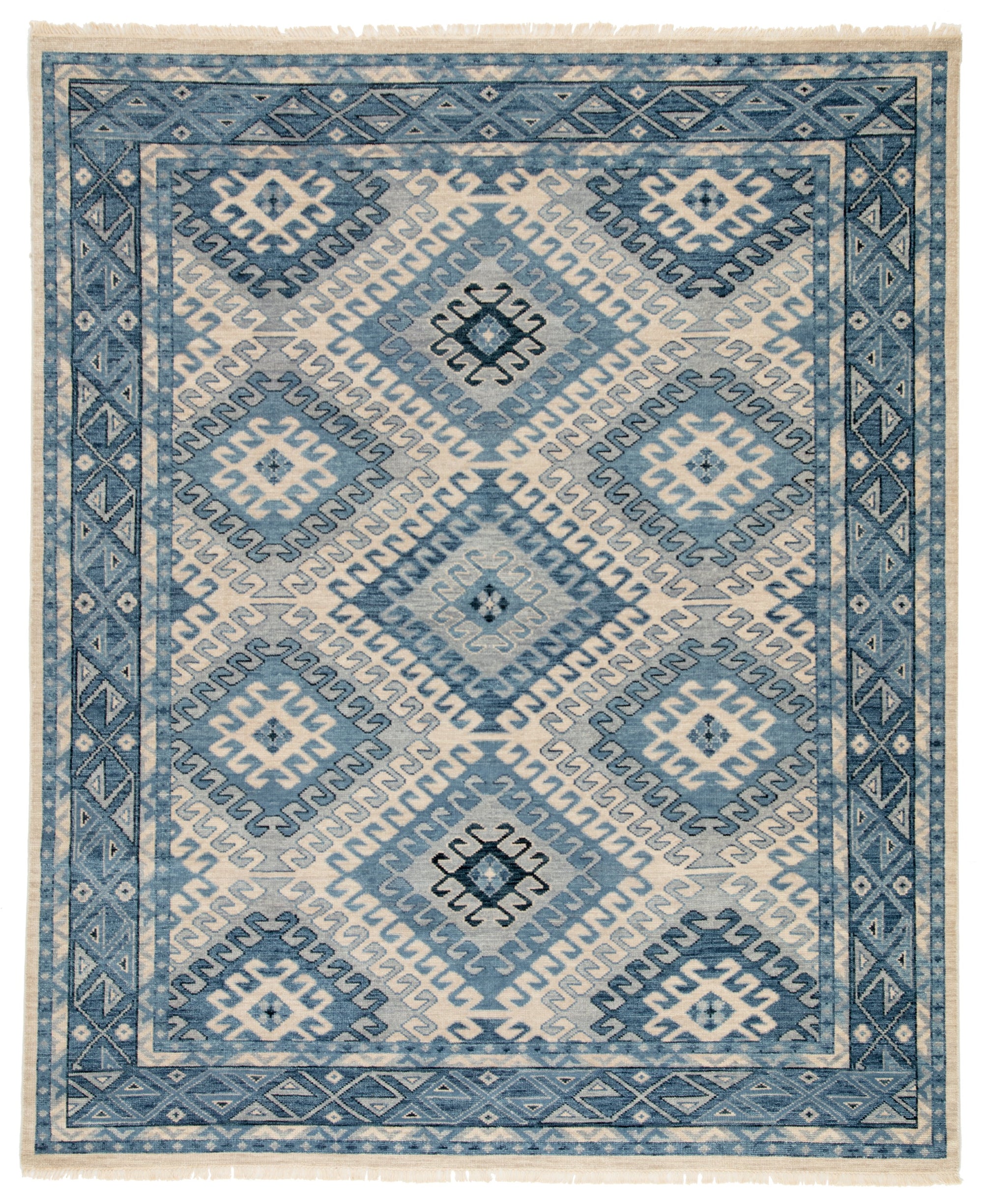 Artemis by Jaipur Living Hobbs Hand-Knotted Geometric Blue/ Light Gray Area Rug