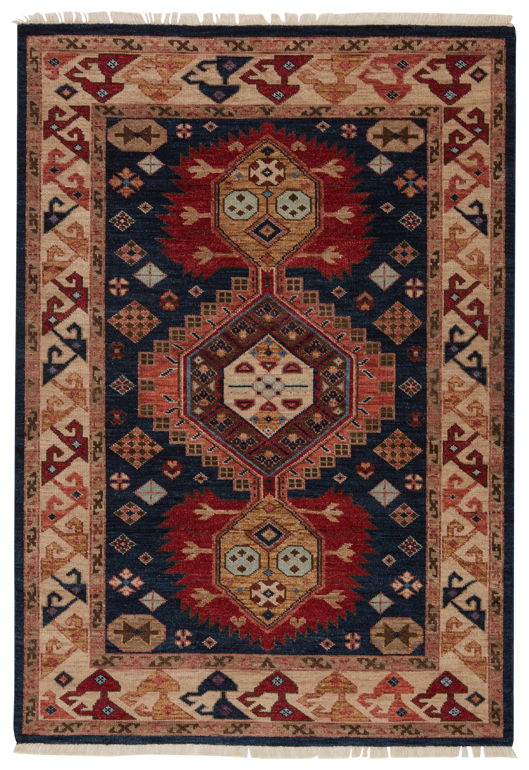 Artemis by Jaipur Living Karter Hand-Knotted Medallion Blue/ Red Area Rug